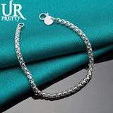 925 Silver High 4mm Thick Chain Set Gift Women Party Wedding Charm