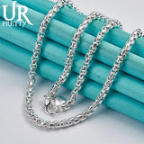 925 Silver High 4mm Thick Chain Set Gift Women Party Wedding Charm