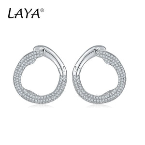 925 Silver Clear CZ Circle Earrings for Women's Engagement