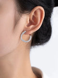 925 Silver Clear CZ Circle Earrings for Women's Engagement