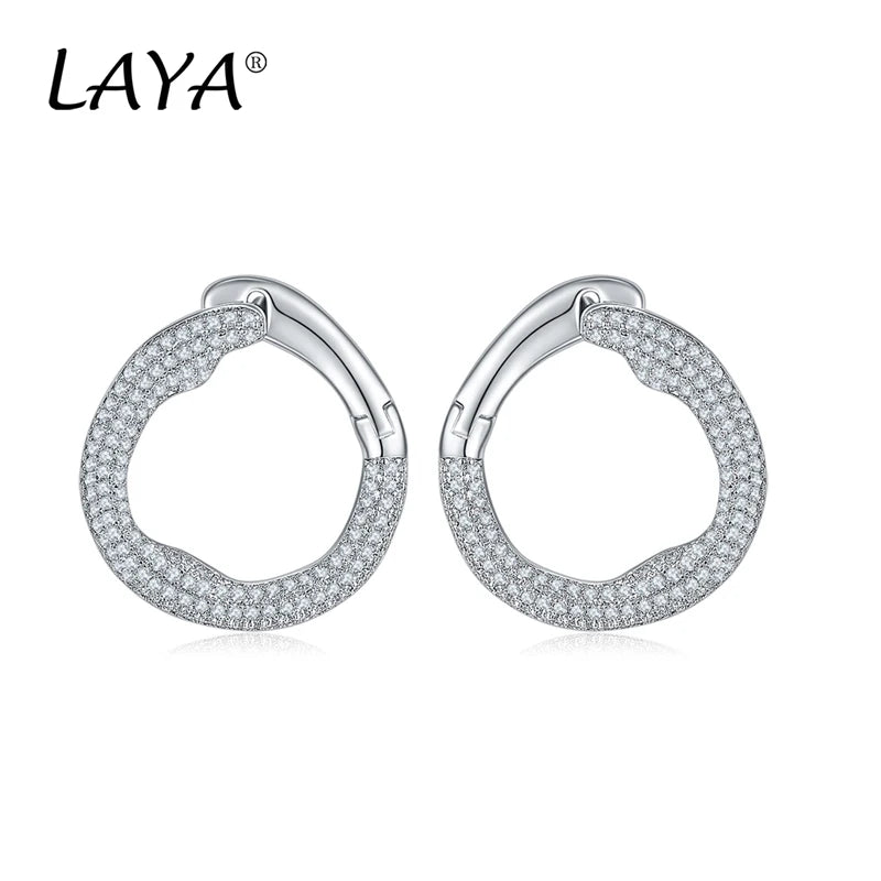 925 Silver Clear CZ Circle Earrings for Women's Engagement