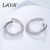925 Silver Clear CZ Circle Earrings for Women's Engagement