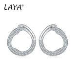 925 Silver Clear CZ Circle Earrings for Women's Engagement