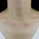 925 Silver CZ Opal Stone Geometric Choker Necklace