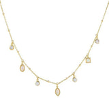 925 Silver CZ Opal Stone Geometric Choker Necklace