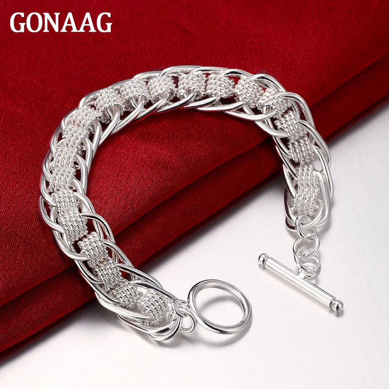 925 Silver Lady Bracelet Circle Charm Jewelry Wedding Gift