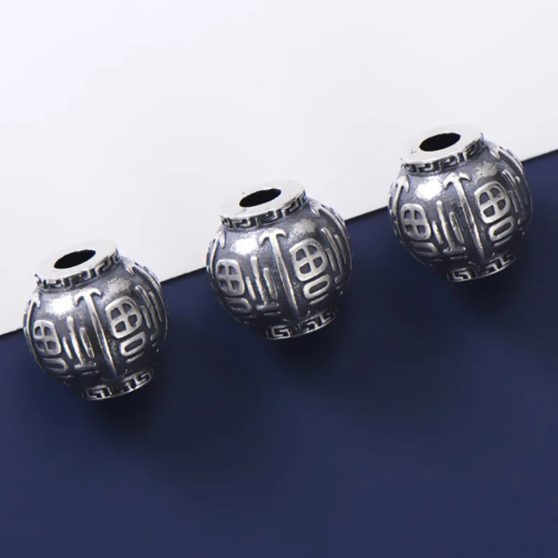 925 Sterling Silver High Lettering Lucky Charm Beads Women and Men Blessing