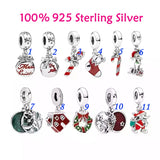 925 Silver Santa Wreath Cane Fawn Bell Bracelet Charms