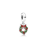 925 Silver Santa Wreath Cane Fawn Bell Bracelet Charms