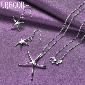 925 Sterling Silver Starfish Shape Set For Women