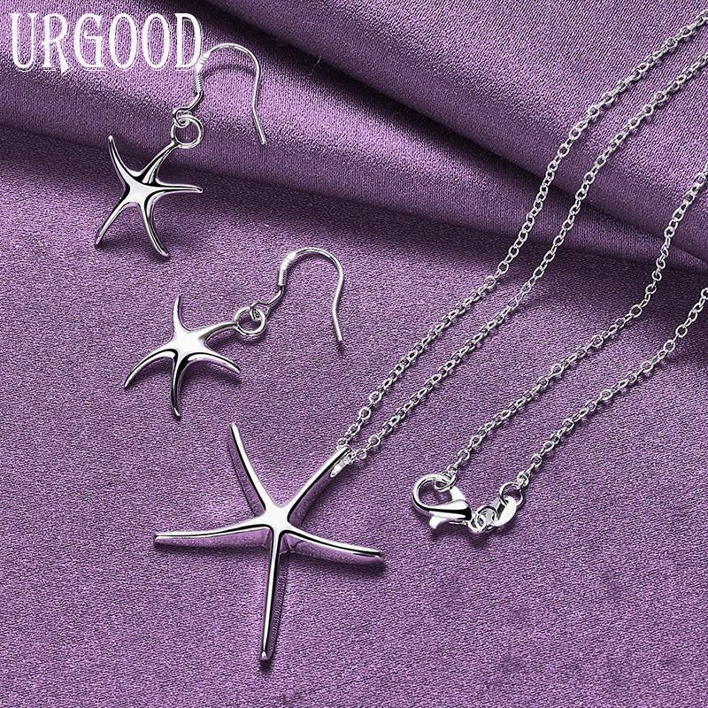 925 Sterling Silver Starfish Shape Set For Women
