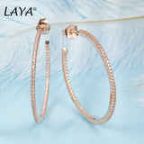 925 Silver Zircon Round Hoop Earrings Women Wedding Jewelry