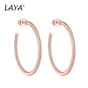 925 Silver Zircon Round Hoop Earrings Women Wedding Jewelry