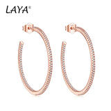925 Silver Zircon Round Hoop Earrings Women Wedding Jewelry