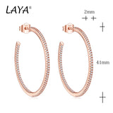 925 Silver Zircon Round Hoop Earrings Women Wedding Jewelry