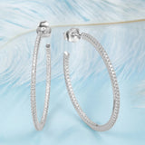 925 Silver Zircon Round Hoop Earrings Women Wedding Jewelry
