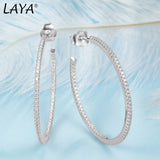 925 Silver Zircon Round Hoop Earrings Women Wedding Jewelry