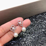 925 Silver Four Leaf Clover Pearl Earrings - Bohemia Party Jewelry