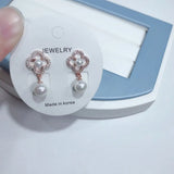 925 Silver Four Leaf Clover Pearl Earrings - Bohemia Party Jewelry