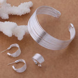 925 Silver Chain Bangle Earrings Ring Set
