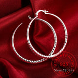 925 Silver Hip Hop Round Earrings for Women 5.1cm Piercing Hoop