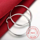 925 Silver Hip Hop Round Earrings for Women 5.1cm Piercing Hoop