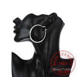 925 Silver Hip Hop Round Earrings for Women 5.1cm Piercing Hoop