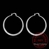 925 Silver Hip Hop Round Earrings for Women 5.1cm Piercing Hoop