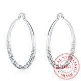 Sterling Silver Hip Hop Round Earrings for Women Large Circle Big Hoop Earring