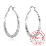 Sterling Silver Hip Hop Round Earrings for Women Large Circle Big Hoop Earring