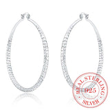 Sterling Silver Hip Hop Round Earrings for Women Large Circle Big Hoop Earring