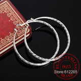 Sterling Silver Hip Hop Round Earrings for Women Large Circle Big Hoop Earring