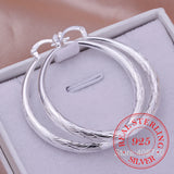 925 Sterling Silver Hip Hop Round Earrings for Women Large Circle Piercing Hoop