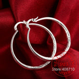 925 Sterling Silver Hip Hop Round Earrings for Women Large Circle Piercing Hoop