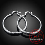 925 Sterling Silver Hip Hop Round Earrings for Women Large Circle Piercing Hoop