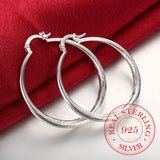 925 Sterling Silver Hip Hop Round Earrings for Women Large Circle Piercing Hoop