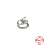 925 Silver CZ Clip On Earcuff Earrings for Women