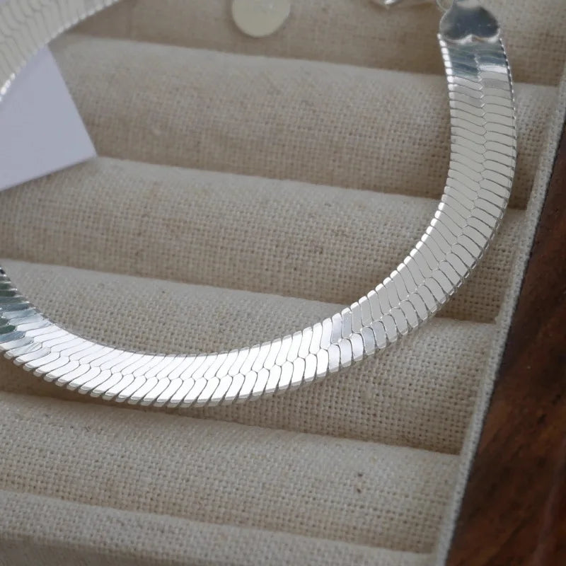 925 Silver Thick Chain Bracelet Vintage Snanke Chain for Women Men