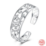 925 Silver Open Cuff Bracelet Adjustable Bangle