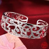925 Silver Open Cuff Bracelet Adjustable Bangle