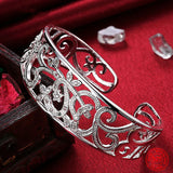 925 Silver Open Cuff Bracelet Adjustable Bangle