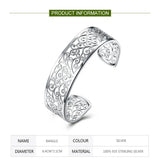 925 Silver Open Cuff Bracelet Adjustable Bangle