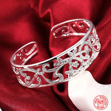 925 Silver Open Cuff Bracelet Adjustable Bangle