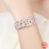 925 Silver Open Cuff Bracelet Adjustable Bangle