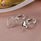 925 Silver Heart Drop Earrings For Women Ear Cuff Dangle Gift