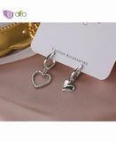 925 Silver Heart Drop Earrings For Women Ear Cuff Dangle Gift
