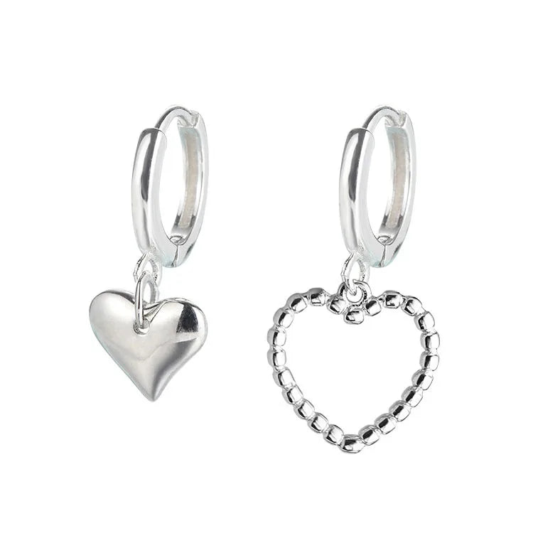925 Silver Heart Drop Earrings For Women Ear Cuff Dangle Gift