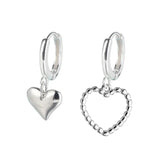925 Silver Heart Drop Earrings For Women Ear Cuff Dangle Gift