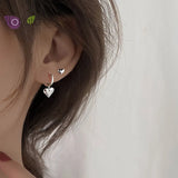 925 Silver Heart Drop Earrings For Women Ear Cuff Dangle Gift