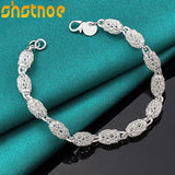 925 Silver Bead Ball Bracelet Chain Women Wedding Birthday Gift Charm